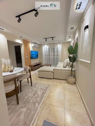 Furnished apartment for rent in Madinaty (B12): 78 sqm, first-time occupancy, custom finishes. Features a garden view and faces north (direct north ex