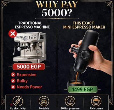 ماكينة أسبريسو محموله Minipresso يدويه  -تصنع قهوه أسبريسو *MONTEVO *