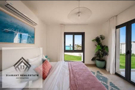 For invesment lovers in Ain Sokhna, Chalet 2Bed with garden Ready to move with Panoramic sea view Over 12Years next to largest marina in AlGalala