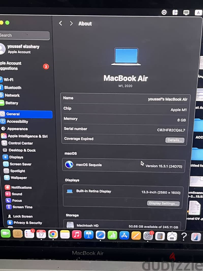 Mac book air 2020 M1 4