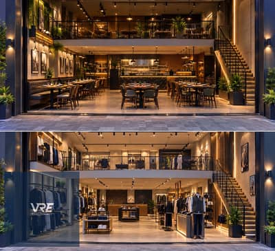 للبيع دوبلكس تجاري 191م + 29م Outdoor أمام الجامعة الأمريكية – V-Terrace Mall – التجمع الخامس