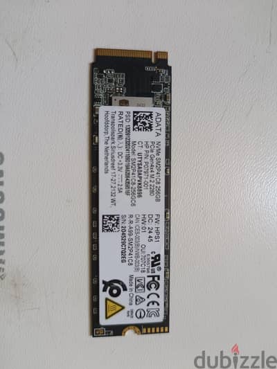 SSD nvme ADATA 256 Gigabyte Gen4x4