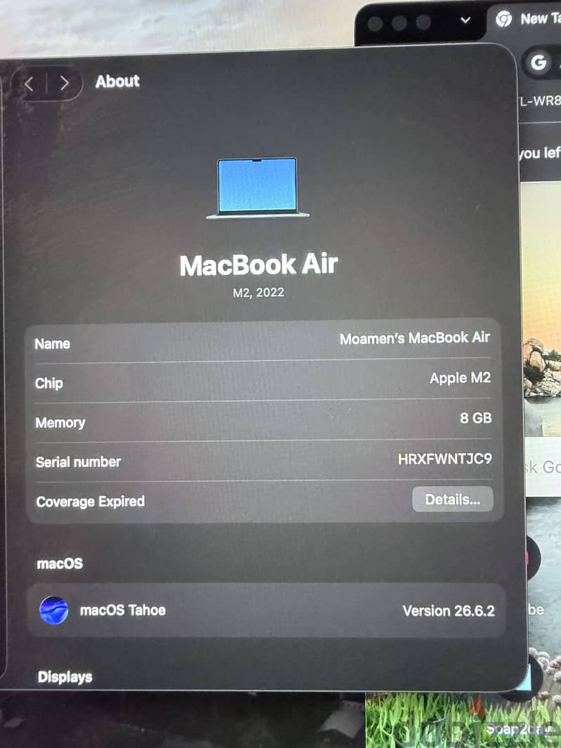 MacBook Air M2 Ram 8 , 256 GB 1