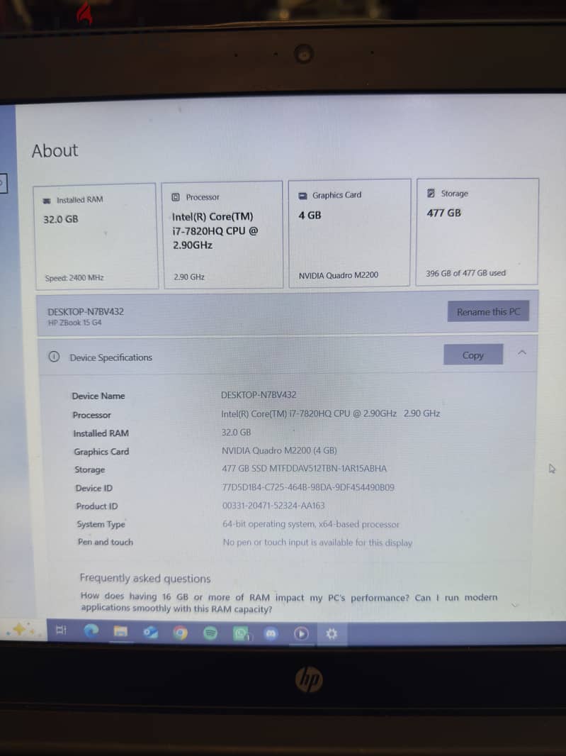 hp zbook 15 g4 2