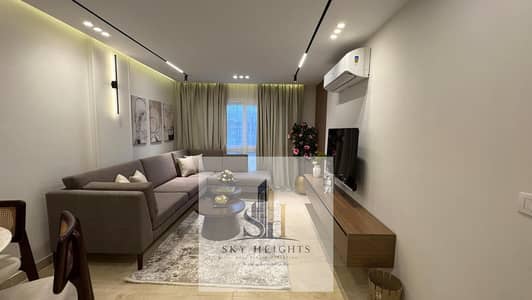 Furnished apartment for rent in Madinaty, located next to East Hub and various amenities. It spans 116 sqm and features a layout of 3 bedrooms and 2 b