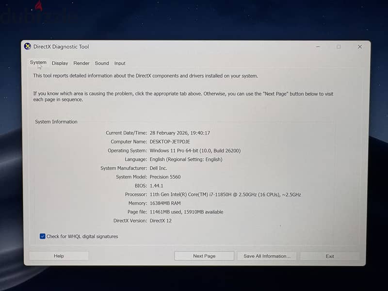 Dell precision 5560 4K 5