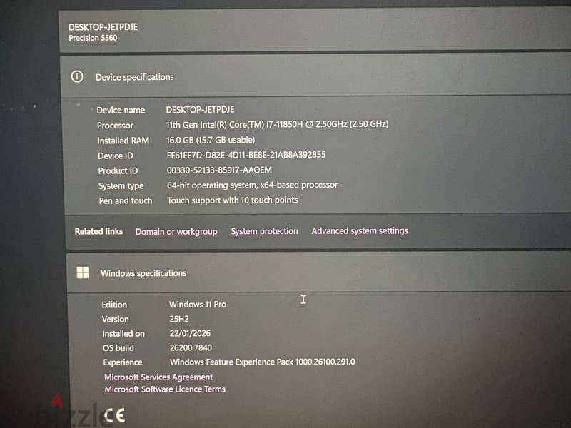 Dell precision 5560 4K 6