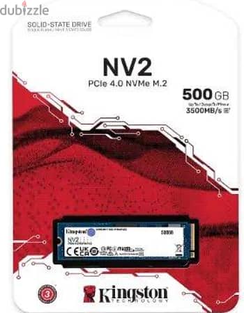 Kingston NV2 500GB M. 2 NVMe SSD | PCIe 4.0 x4 | Up to 3,500/2,100 MB/s