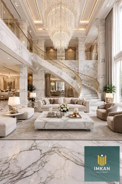 Finished villa for sale in New Cairo, Fifth Settlement, with immediate occupancy and installment plans up to 8 years.