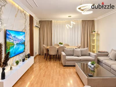 Furnished apartment for rent 196 sqm super lux finishing modern furniture fully air-conditioned typical floor for quick rent Phase 5 New Al Rehab
