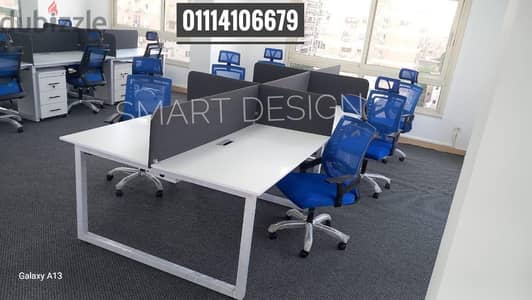 خلية عمل رباعية خشب mdf اسباني - مكاتب موظفين - وحدات كول سنتر - desk