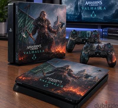 PlayStation 4 Slim 1TB with poster