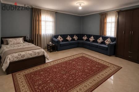 In the most prestigious areas of the First Assembly, just minutes from Cairo Airport and a few steps from the Suez Road and the Ring Road. The apartment is located in a quiet and upscale villa area surrounded by the famous hotel district (Mirage, JW Marriott, Residence), next to the Mirage area and the public security. Furnished apartment