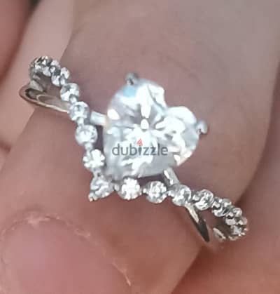 خاتم فضة عيار 925 مزين بحجر Moissanite