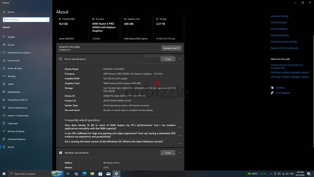 Gaming pc ryzen 5 pro 4650G 5