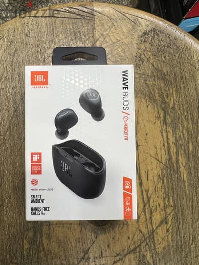 JBL Wave Buds Perfect Fit Black جديدة متبرشمة