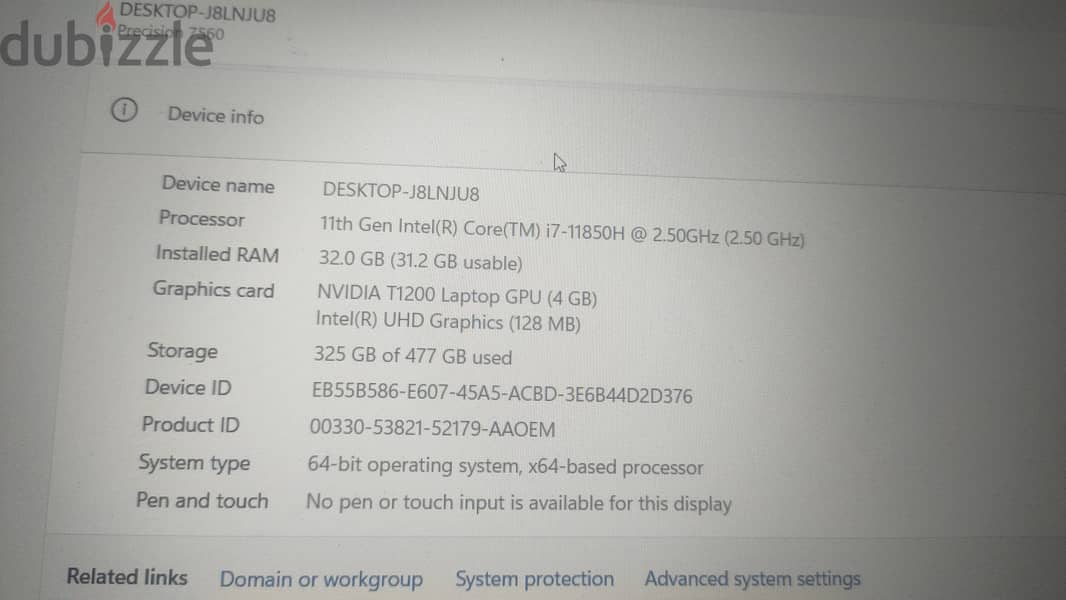 Dell Precision 7560 Workstation (11th Gen, 8 cores / 16 threads) 9