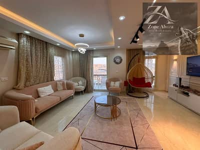 Furnished 3-bedroom penthouse for rent in Stone Residence Compound, Katameya, Cairo, with kitchen and air conditioning.