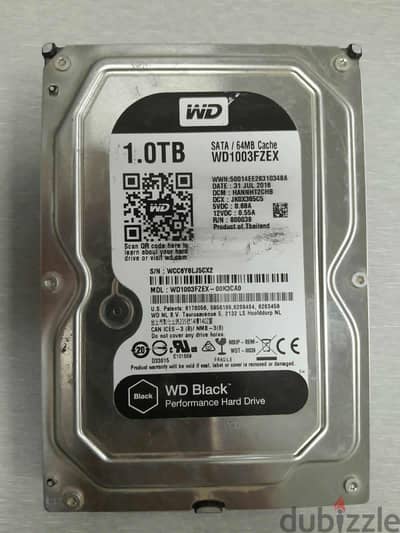 هارد Western Digital Black مساحة 1 تيرا للاستخدام الشاق والألعاب