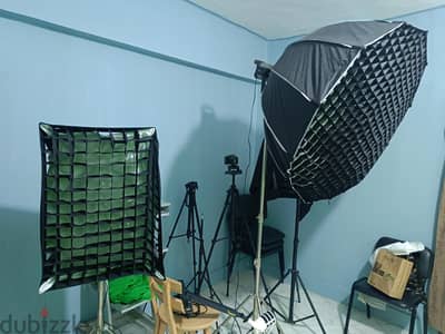 معدات استوديو تصوير وبودكاست احترافي كامل بحالة الفابريكة