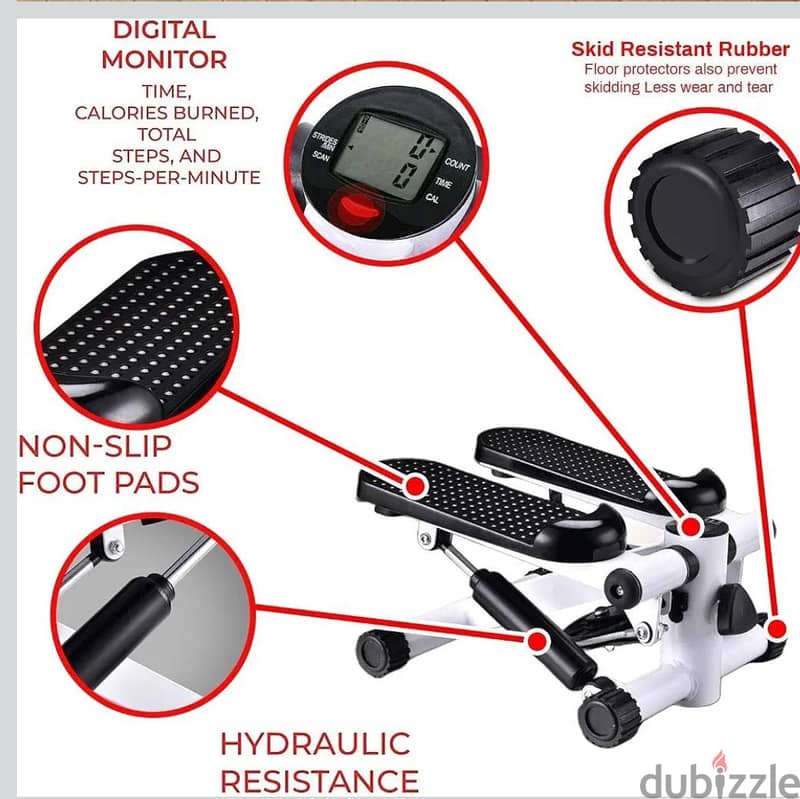 Mini Stepper with attachable resistance bands and timer 1