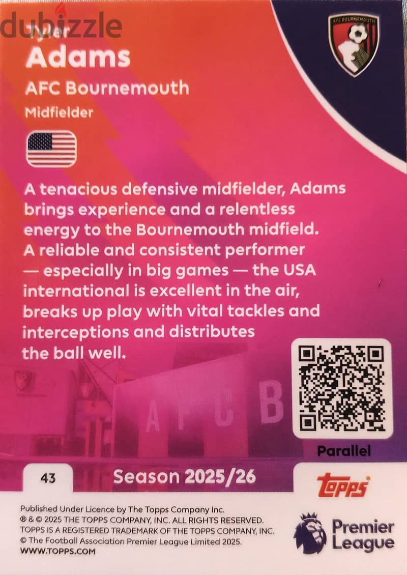 premier league card tyler adams 1
