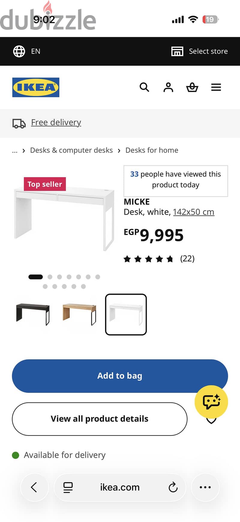 IKEA - MICKE  Desk, White,  142x50 Cm 10