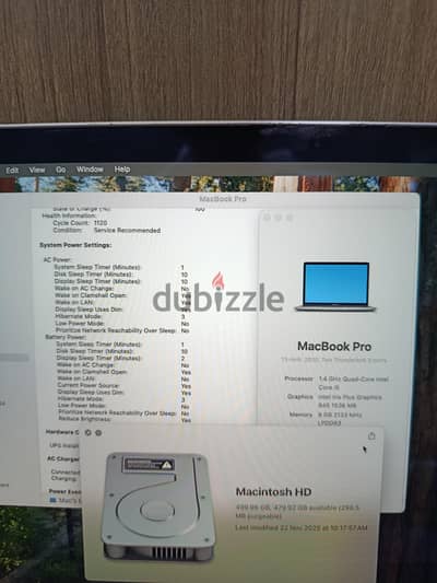 MacBook pro 2020 ram 8 Hard 512 battery service with box