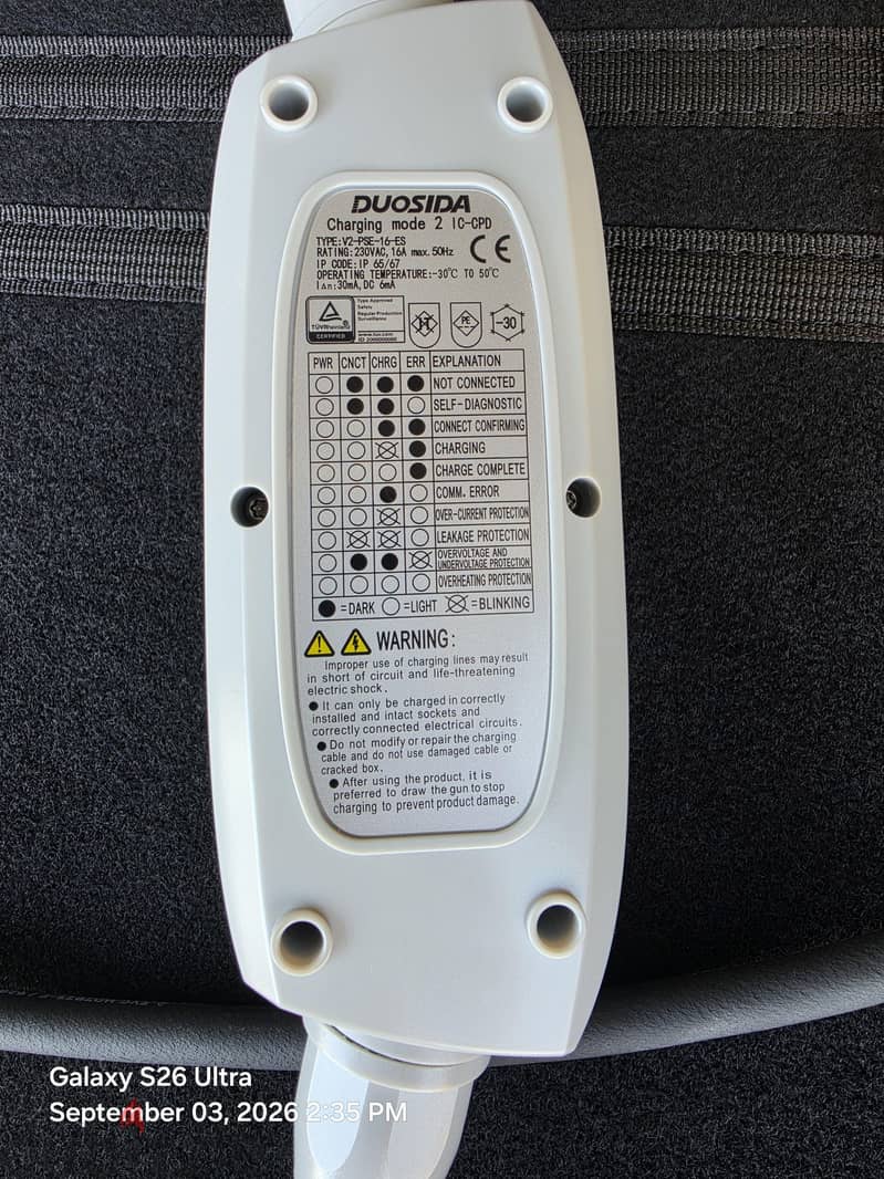 duosida 16A charger type 2 to a wall plug 1