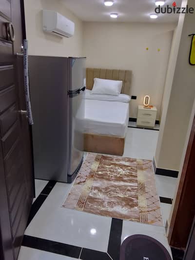 Hotel Studio Single (First Residence) for Rent in the Finest Locations of 6th of October If you are looking for tranquility, comfort, and security in an upscale place ready immediately. This is an ideal opportunity for housing! The distinctive location: • Address: 6th of October City – District 2 – Neighbourhood 7. • Excellent Vital Location: a short distance from D