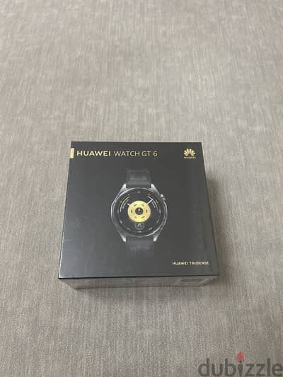 ساعة Huawei GT6 جديدة مقاس 46mm باللون الأسود، بالكرتونة ومتبرشمة