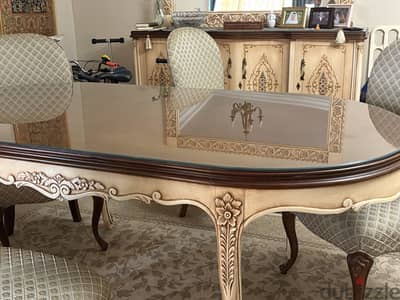 Hand painted natural wood dining room