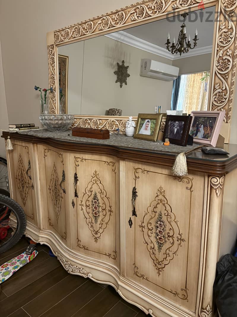 Hand painted natural wood dining room 1