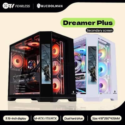 اكياس كمبيوتر مكتبي حديث بشاشات عرض واضاءات RGB