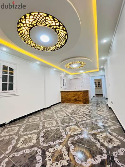 Luxury finishing apartment with a rooftop in Alexandria, Al-Ajami, Al-Nakhil beach, next to the Defense Ministry Hotel, with all services, registered and complete with facilities.