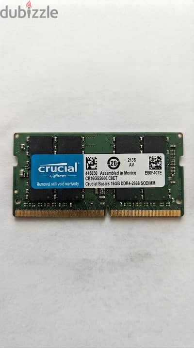 رام لاب توب 16 جيجا ddr4  جديدة