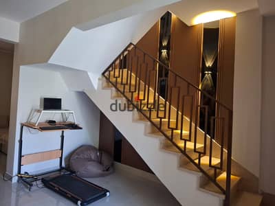 Townhouse for sale in the Gardens Zayed Compound, Ground, First, and Roof, modern finishing, fully furnished with furniture, appliances, and air conditioning, at a price lower than market value.