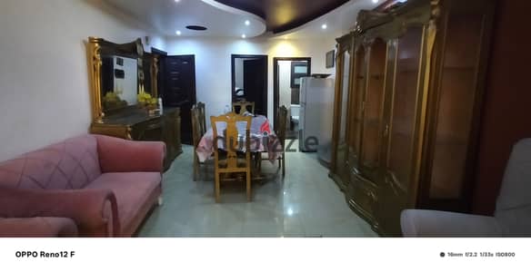 Furnished apartment for rent in New Maadi, Street 13, close to the metro station. It consists of three bedrooms and a reception, 2 bathrooms, and an air-conditioned kitchen. Fifth floor, 2 elevators, upscale and quiet location.