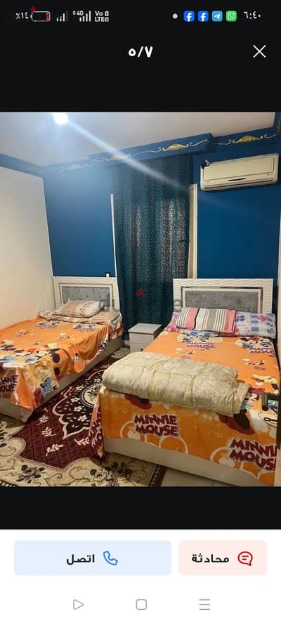 Furnished apartment for rent Zahra Maadi District Eight Luxury fully furnished apartment for rent in the finest areas of Zahra Maadi – District Eight.    Area: 120 meters  Eighth floor  2 elevators  2 bedrooms  Spacious reception  Fully equipped kitchen  Bathroom  Large balcony  All electrical appliances