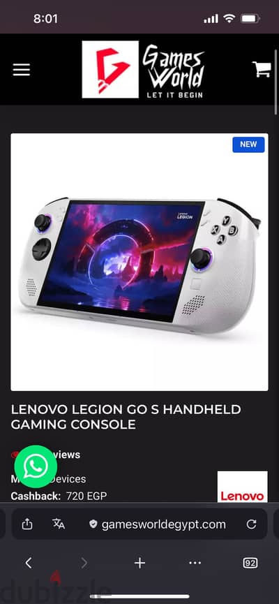 Lenovo Legion Go S Z2Go 16GB 512GB