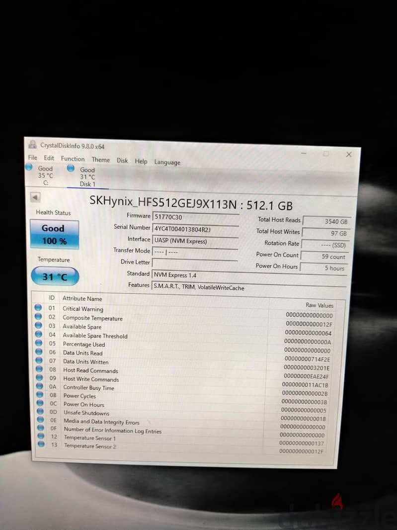 skhynix ssd 512 m. 2 nvme 1