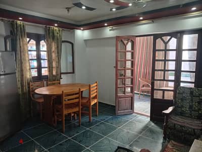 Furnished apartment, home furniture for annual rent, suitable for a family, a groom, a student, or a company, 2 bedrooms, reception with two pieces, kitchen, bathroom, on the second floor, upper floor with very comfortable stairs, all amenities available: water and electricity, in Alexandria, Al-Ajami, kilo 21, at the beach of Al-Nakhil, in a very distinguished location.
