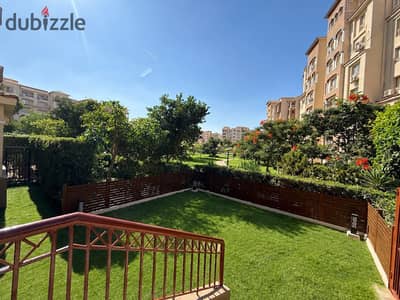 For sale in Madinty, B1 ground floor apartment, 160 meters with a garden, 55 meters, deluxe finishing, wide garden view