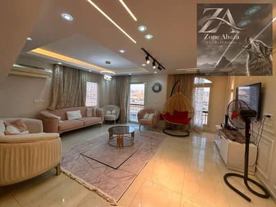 Furnished 3-bedroom penthouse for rent in Stone Residence Compound, Katameya, Cairo, with kitchen and air conditioning.