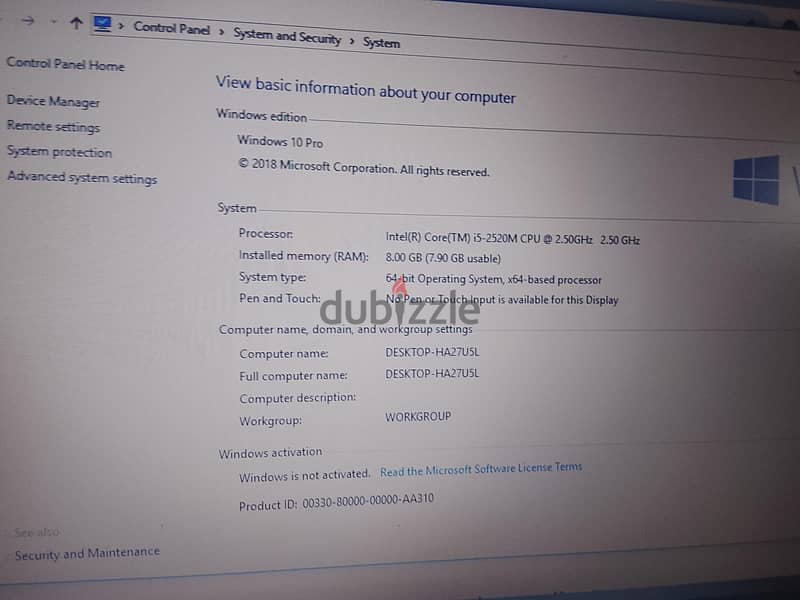 labtop Dell core i5 5