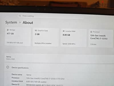 Dell Vostro 3520  يحتاح مفصلة فقط