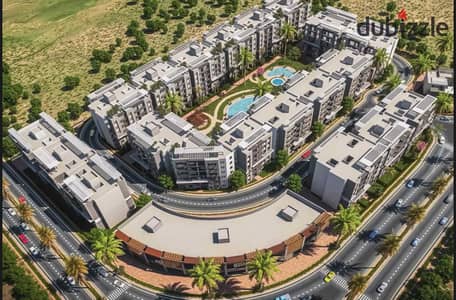 106 sqm apartment for sale in Flow Compound directly on Al-Wahat Road next to Mall of Egypt | 10% down payment and installments over 8 years without interest | Delivery within 3 years
