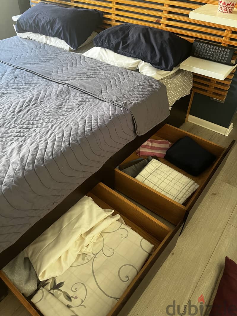 Used wooden bed with storage 1