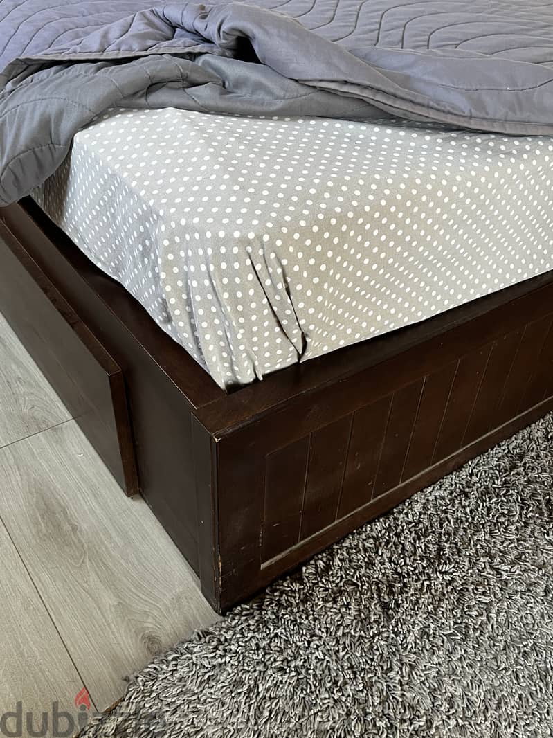 Used wooden bed with storage 3