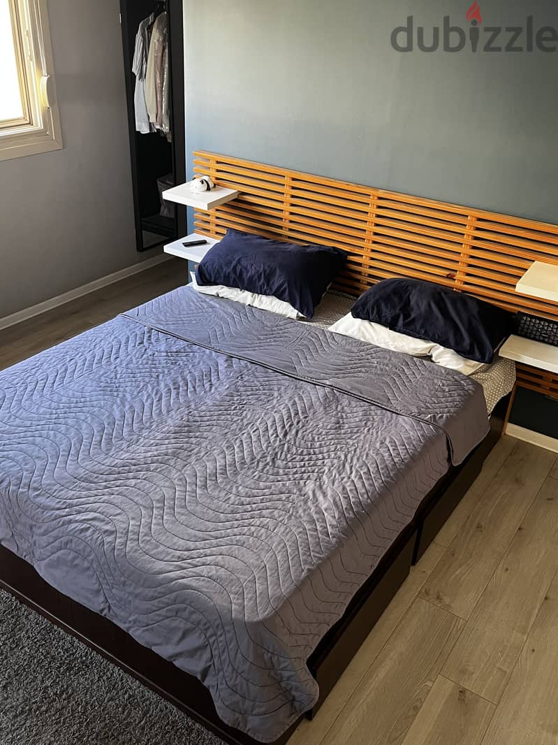 Used wooden bed with storage 6